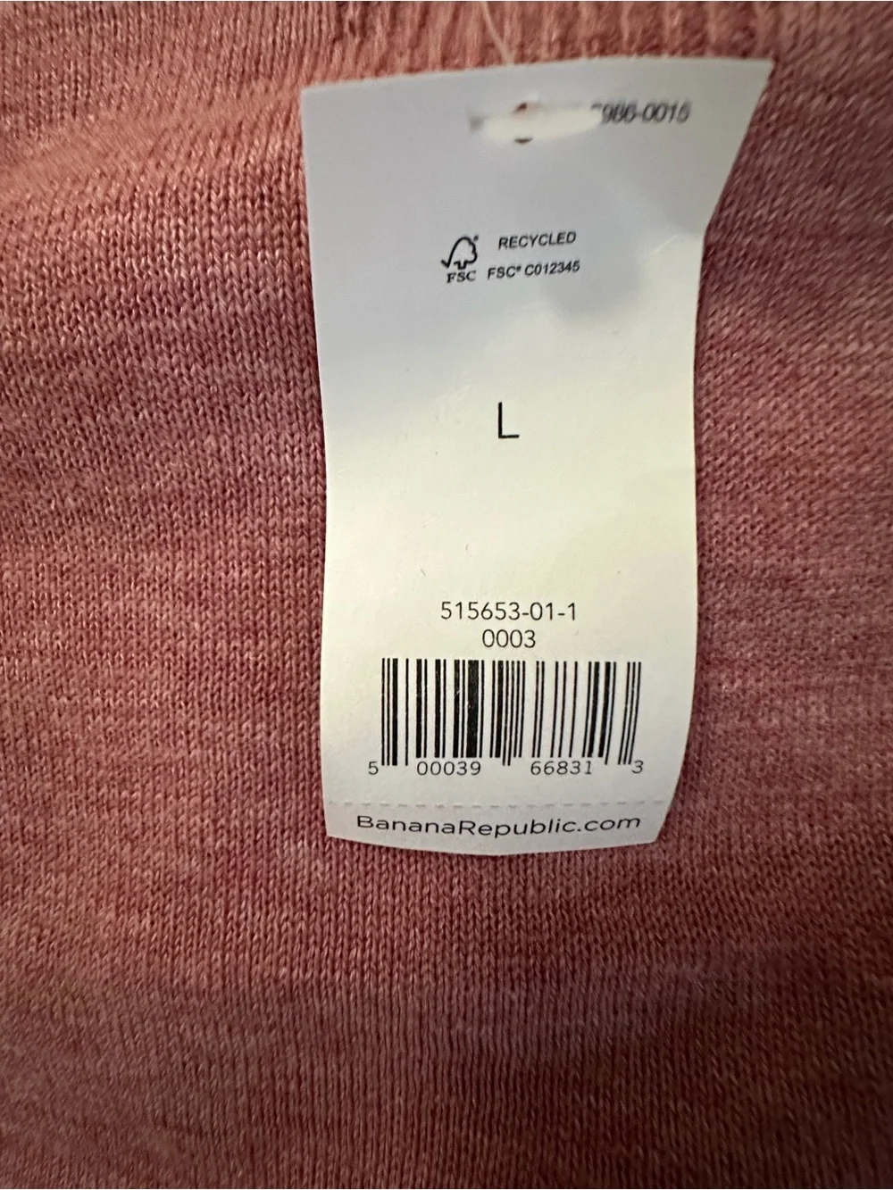 Banana Republic Organic Slub Cotton Crew Neck Sweater Pink Large NWT